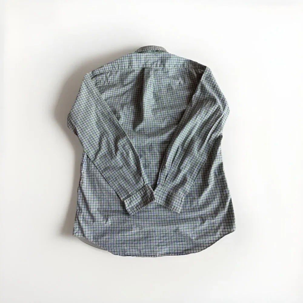 Ralph Lauren Men's M Classic Fit Green Blue White Check Cotton Stretch Shirt - Picture 2 of 7